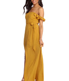 What's Up Buttercup Maxi Dress is a stunning choice for a bridesmaid dress or maid of honor dress, and to feel beautiful at Homecoming 2023, fall or winter weddings, formals, & military balls!