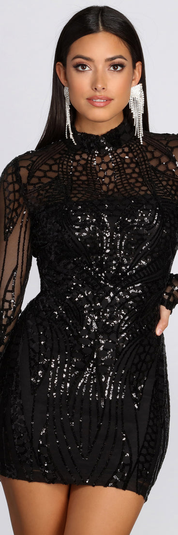 Midnight Drama Sequin Mini Dress helps create the best bachelorette party outfit or the bride's sultry bachelorette dress for a look that slays!