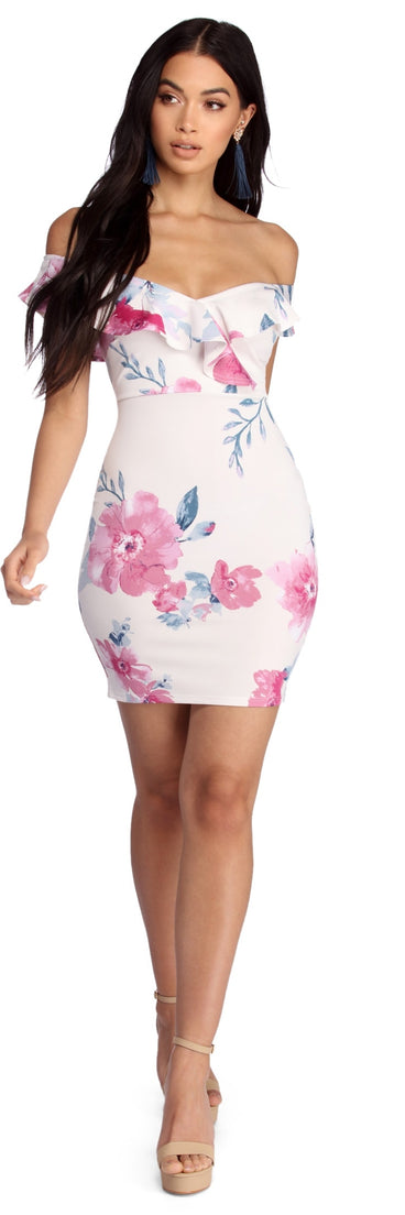 Ruffled Floral Mini Dress