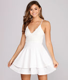Layered In Lace Skater Dress is the perfect Homecoming look pick with on-trend details to make the 2023 HOCO dance your most memorable event yet!