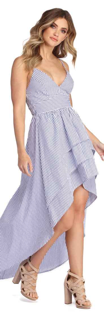 Nautical Babe High Low Maxi Dress