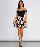 Off Shoulder Floral Skater Dress is the perfect Homecoming look pick with on-trend details to make the 2023 HOCO dance your most memorable event yet!