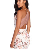 Fab In Floral Lace Back Mini Dress