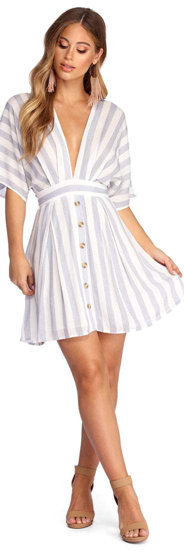 Buttoned Up In Stripes Dress
