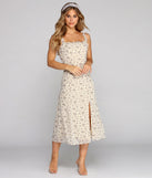 Frilly In Florals Midi Dress creates the perfect spring wedding guest dress or cocktail attire with stylish details in the latest trends for 2023!