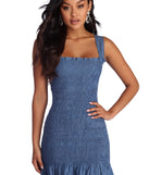 Chambray Today Ruffle Mini Dress is a trendy pick to create 2023 festival outfits, festival dresses, outfits for concerts or raves, and complete your best party outfits!
