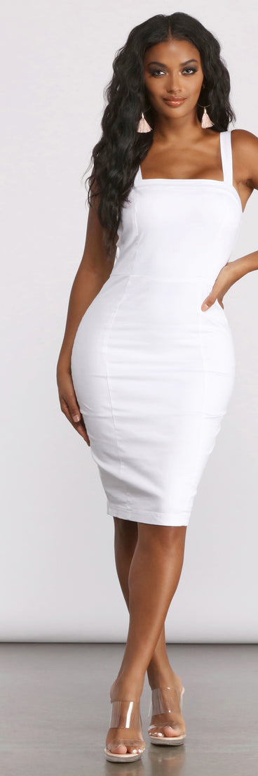 Sleeveless Bodycon Denim Midi Dress