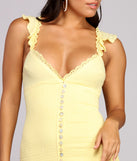 Heaven Sent Button Front Mini Dress creates the perfect spring wedding guest dress or cocktail attire with stylish details in the latest trends for 2023!