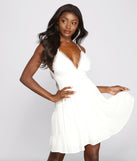 Casual Cutie Linen Skater Dress creates the perfect summer wedding guest dress or cocktail party dresss with stylish details in the latest trends for 2023!