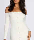 Buttoned Beauty Ribbed Mini Dress