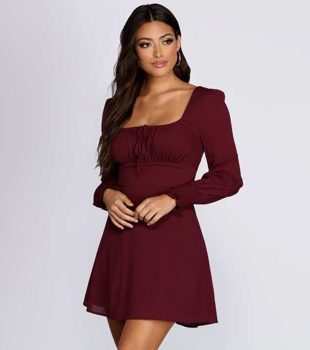 Long Sleeve Peasant Mini Dress
