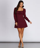 Long Sleeve Peasant Mini Dress