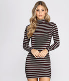 Stripe Right Mock Neck Mini Dress