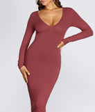 V Mine Ribbed Knit Midi Dress