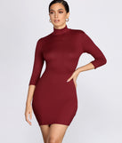 Ribbed Knit Turtleneck Mini Dress