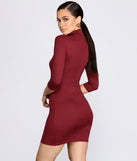 Ribbed Knit Turtleneck Mini Dress