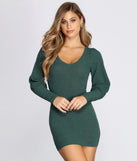 Long Sleeve Ribbed Mini Dress