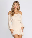 Smocked Off The Shoulder Mini Dress