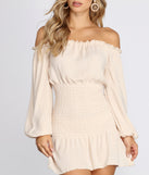 Smocked Off The Shoulder Mini Dress