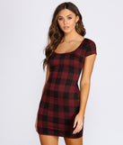 Clad In Plaid Scoop Neck Mini Dress
