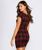 Clad In Plaid Scoop Neck Mini Dress