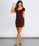 Clad In Plaid Scoop Neck Mini Dress