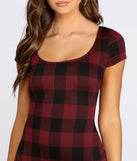 Clad In Plaid Scoop Neck Mini Dress