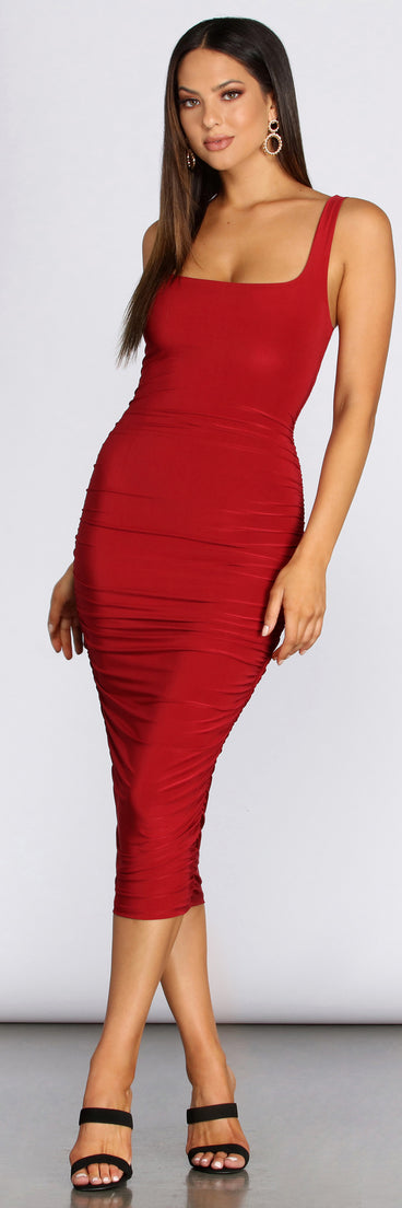 Ruched Right In Midi Dress