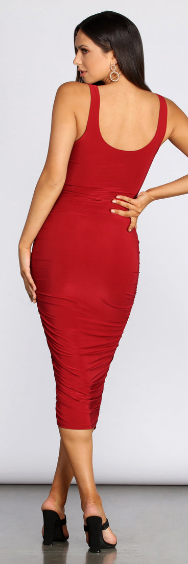 Ruched Right In Midi Dress