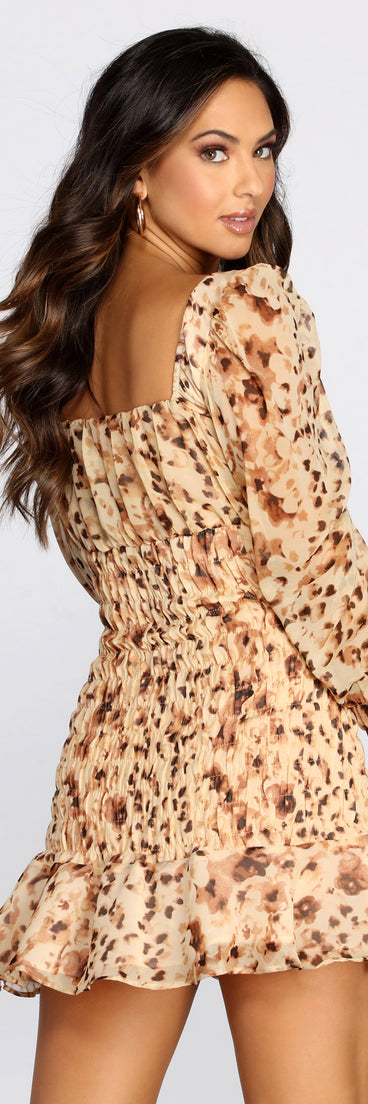 Chiffon Sweetheart Smocked Mini Dress