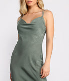 Sleek Ya Out Cowl Neck Midi Dress creates the perfect spring wedding guest dress or cocktail attire with stylish details in the latest trends for 2023!