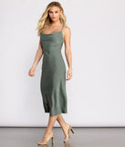 Sleek Ya Out Cowl Neck Midi Dress creates the perfect spring wedding guest dress or cocktail attire with stylish details in the latest trends for 2023!