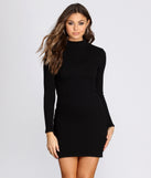 All For Knit Mock Neck Mini Dress