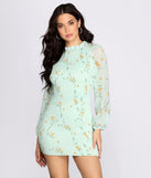 Floral Chiffon Blouson Mini Dress