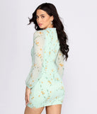 Floral Chiffon Blouson Mini Dress