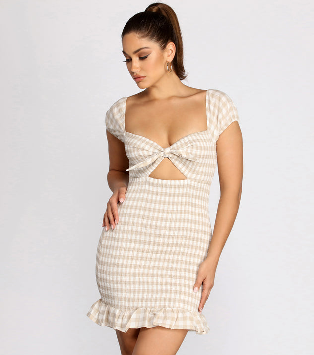 Smocked Sweetheart Gingham Mini Dress