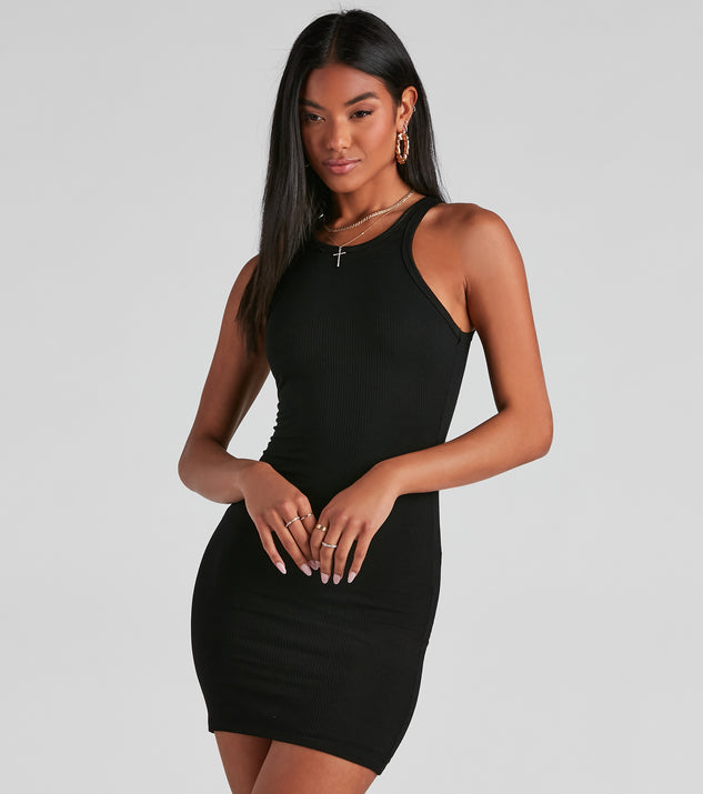 Ribbed Knit Crew Neck Bodycon Mini Dress is a trendy pick to create 2023 concert outfits, festival dresses, outfits for raves, or to complete your best party outfits or clubwear!