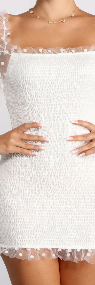 Posh In Polka Dot Smocked Mini Dress