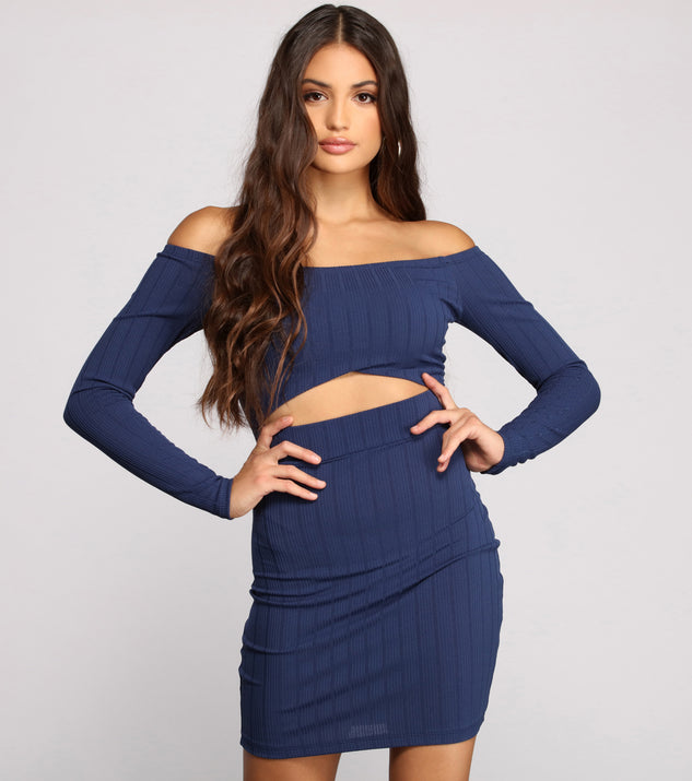 Off The Shoulder Ribbed Cutout Mini Dress creates the perfect spring wedding guest dress or cocktail attire with stylish details in the latest trends for 2023!