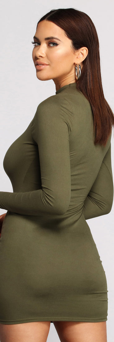 All About Knit Mock Neck Mini Dress
