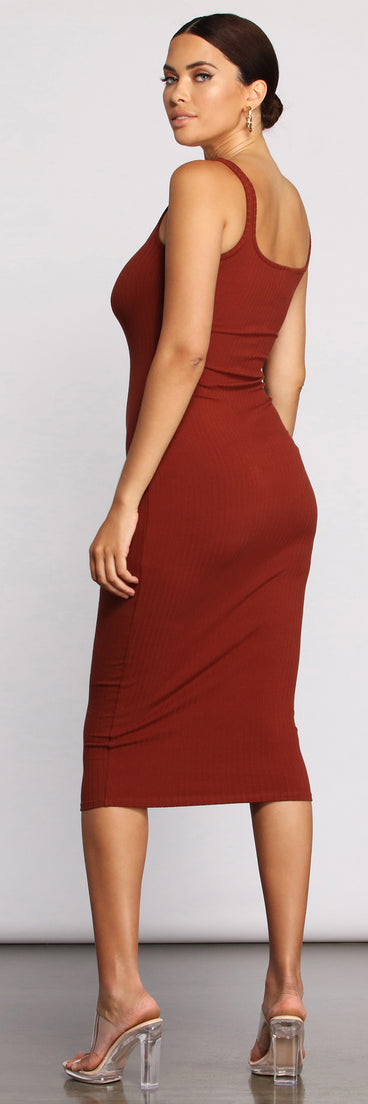 Need For Basics Ribbed Midi Dress