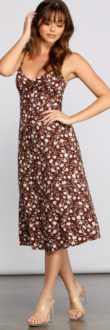 Floral Flair Woven Midi Dress