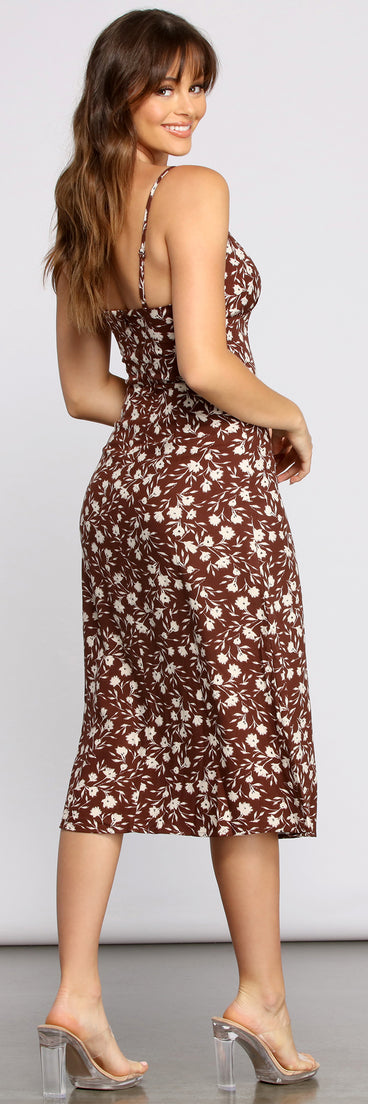 Floral Flair Woven Midi Dress