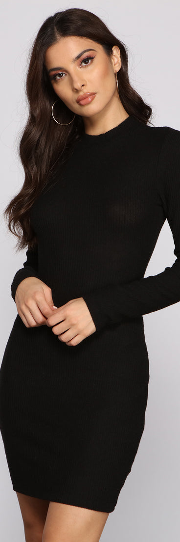 Basic Babe Ribbed Knit Mini Dress
