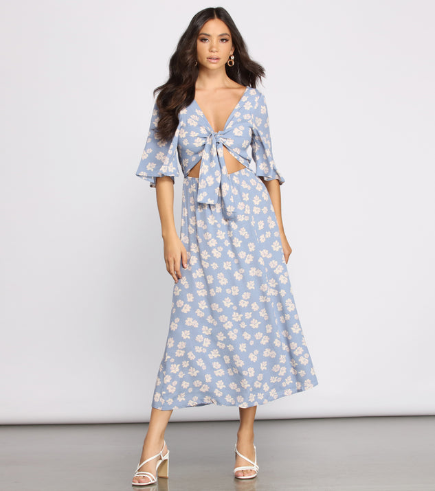 Flowy Floral Woven Midi Dress
