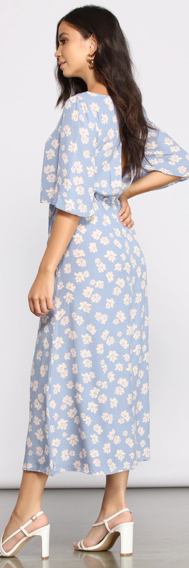 Flowy Floral Woven Midi Dress