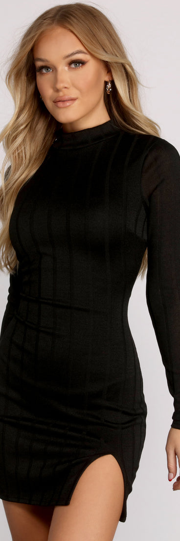 You’ll make a statement in Basic Side Slit Ribbed Knit Mini Dress as an NYE club dress, a tight dress for holiday parties, sexy clubwear, or a sultry bodycon dress for that fitted silhouette.