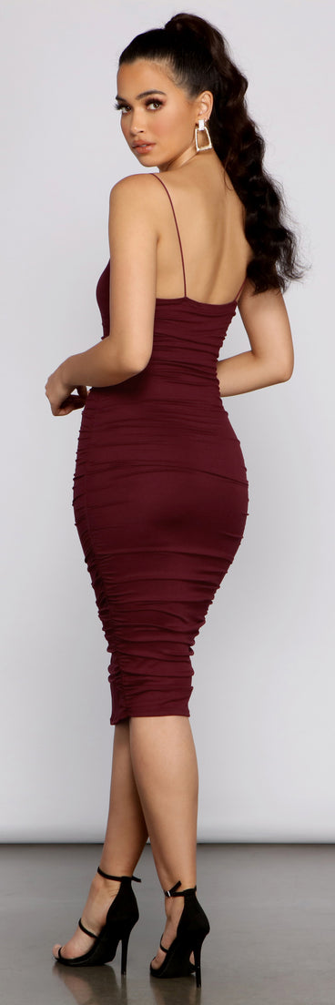 Heart Of Glam Ruched Midi Dress