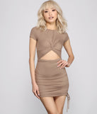 Casual Cutie Cutout Ruched Mini Dress for 2022 festival outfits, festival dress, outfits for raves, concert outfits, and/or club outfits