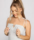 Girl-Next-Door Gingham Mini Dress is a trendy pick to create 2023 festival outfits, festival dresses, outfits for concerts or raves, and complete your best party outfits!